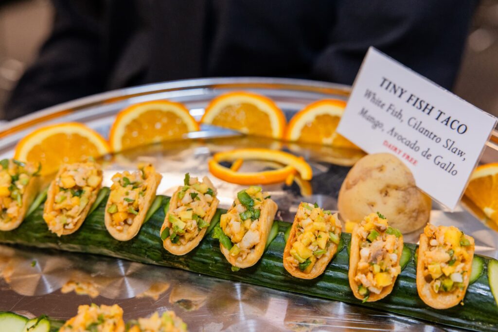 One of the bite-sized refreshments offered after the discussion.