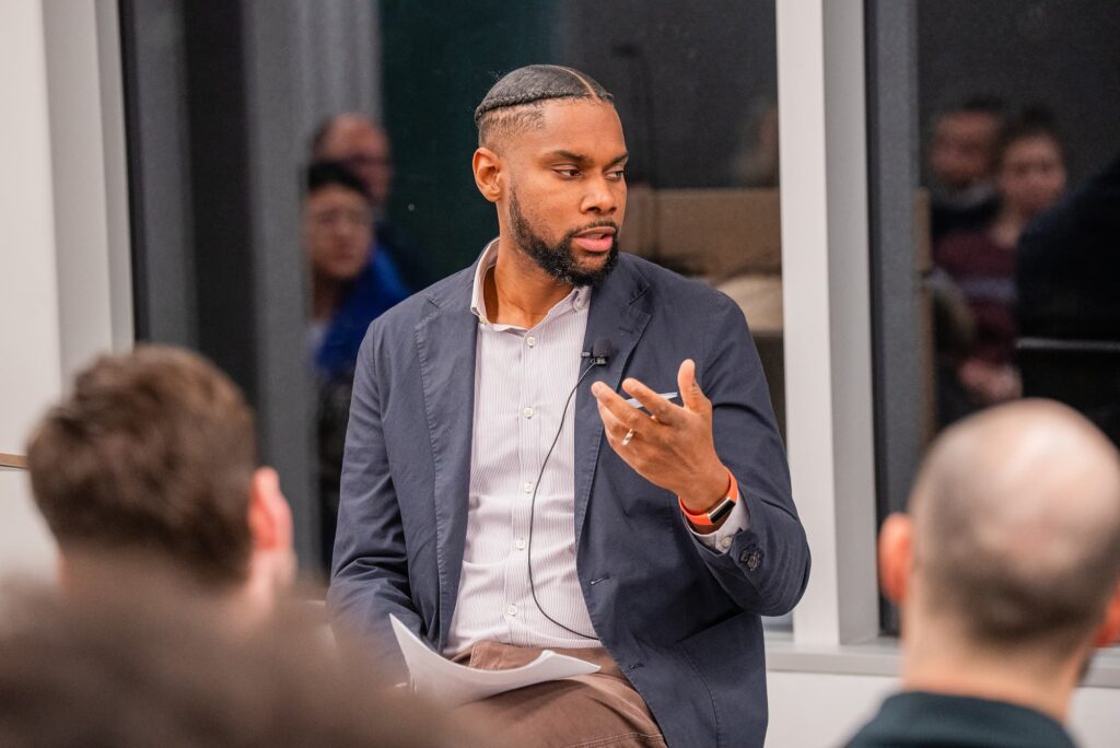 The speaker shares their perspective with the audience.